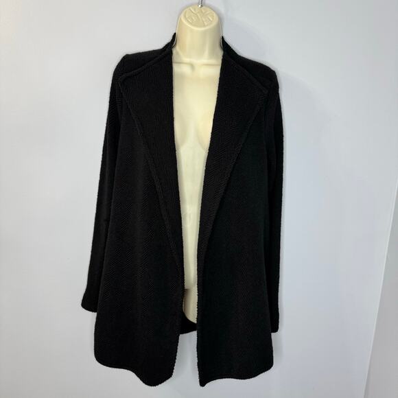 James Perse Womens Black Textured Open Front Cardigan Duster Casual Wardrobe S - Picture 6 of 10